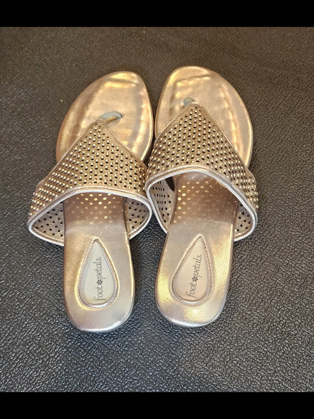 Women's Metallic Bronze Jeweled Toe-Post Sandals by